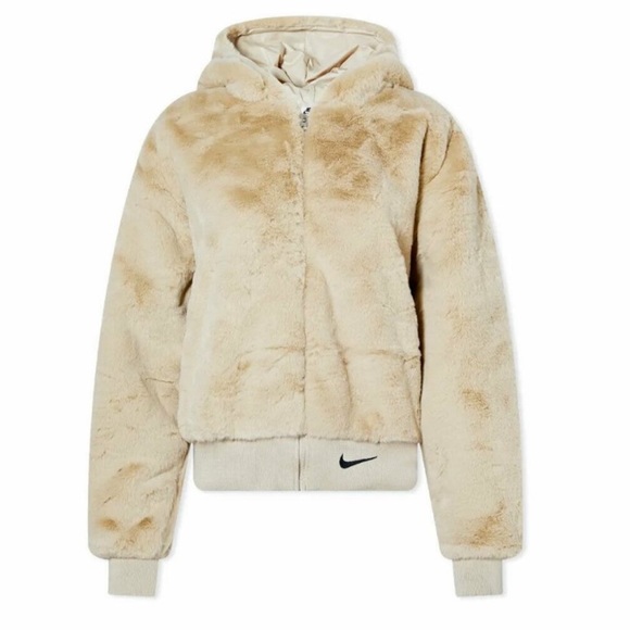 Nike Sportswear Essentials Faux Fur Jacket DD5116-013 Women Size xs - Picture 9 of 9